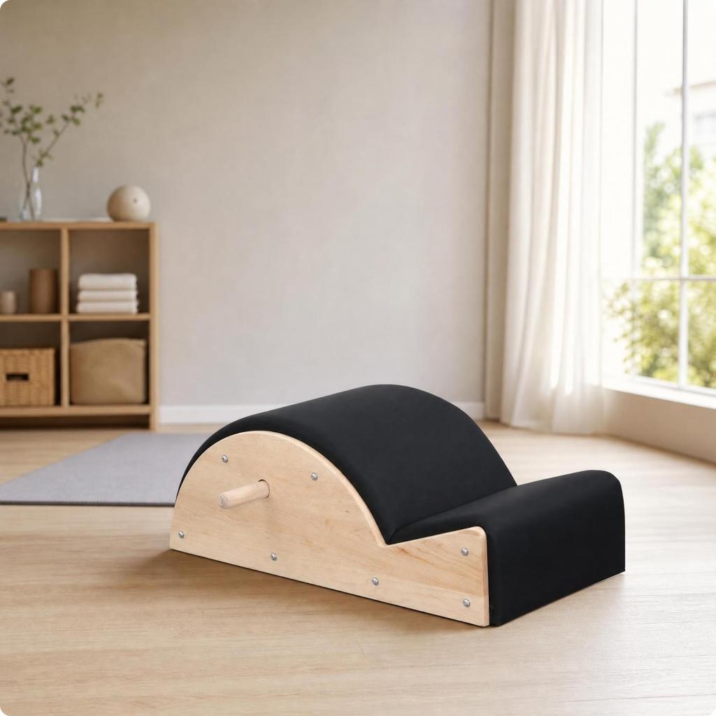 Pilates Spine Corrector PU Leather Wooden Stepped Design