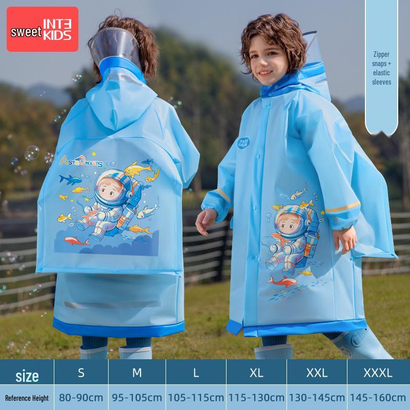 2025 Neuer Mädchen-Ganzkörper-Regenmantel wasserdicht für Grundschule, passt über Rucksack