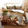 Tiger Bedding Set Soft Polyester Soft Velvety Washable Jungle Theme Duvet Cover Leopard Luxury for Boys Gift Bedroom Decoration
