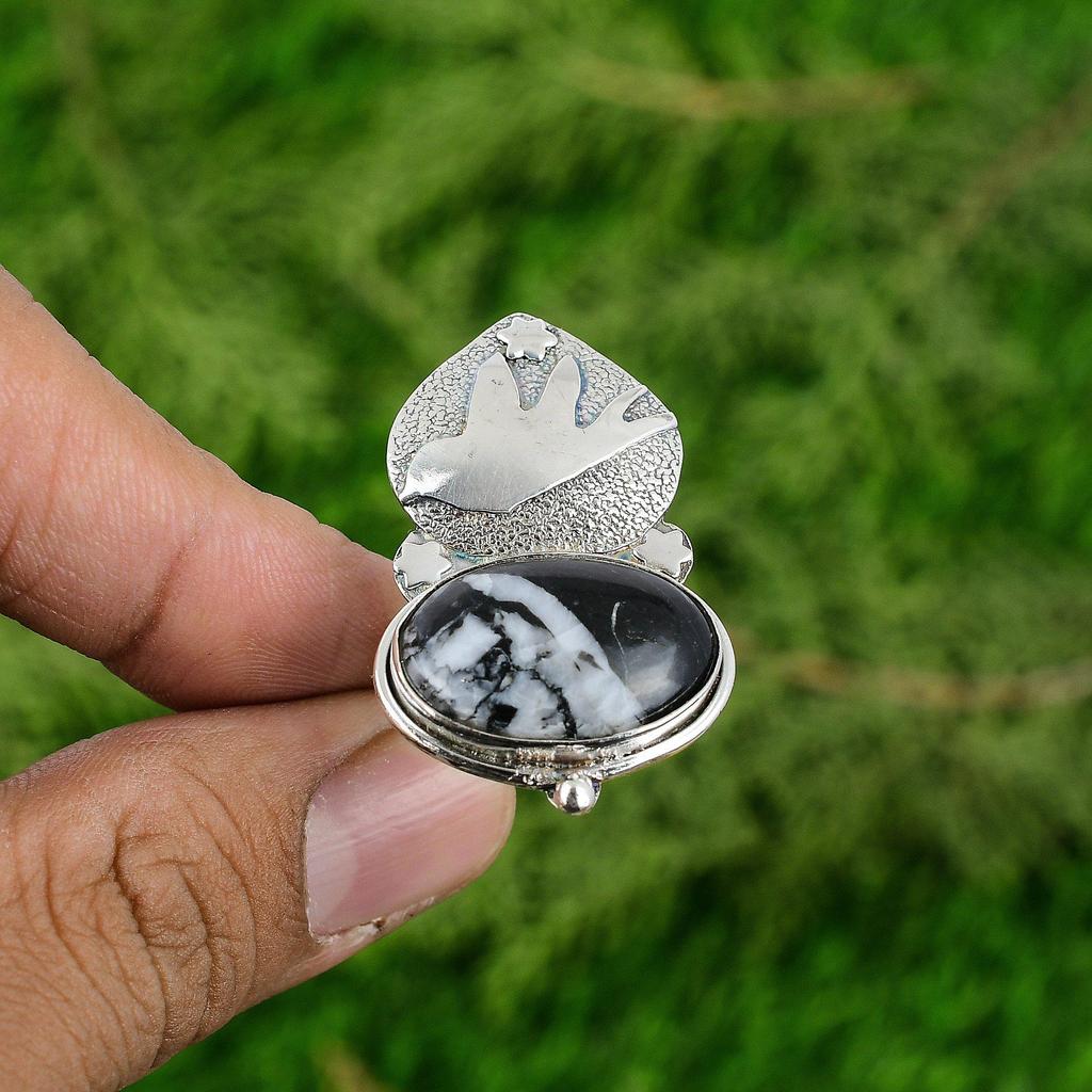 Natural Zebra Jasper Solitaire Bird Adjustable Ring 925 Silver For Girls