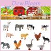 12pcs Mini Farm Animals Bundle Solid Figures Toy Set For Kids