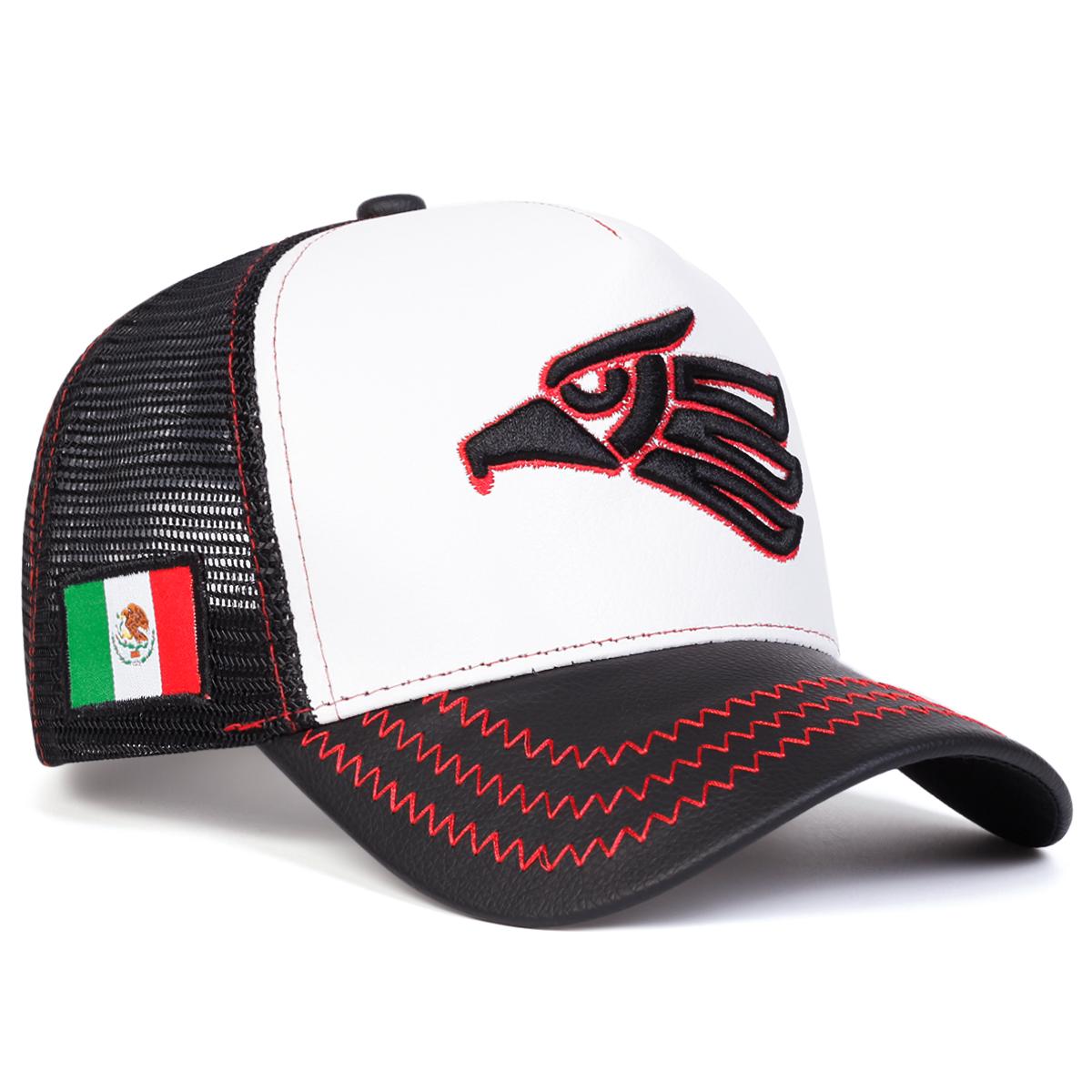 

Мужская бейсболка с вышивкой орла и мексиканского флага, сетчатая шляпа, для улицы, регулируемая, солнцезащитная, для отдыха, весна-осень, путешествия, туризм, пляжный отдых белый/красный