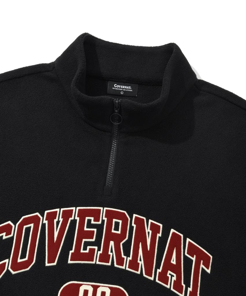 COVERNAT Arch Logo Fleece Half Zip Sweatshirt Black