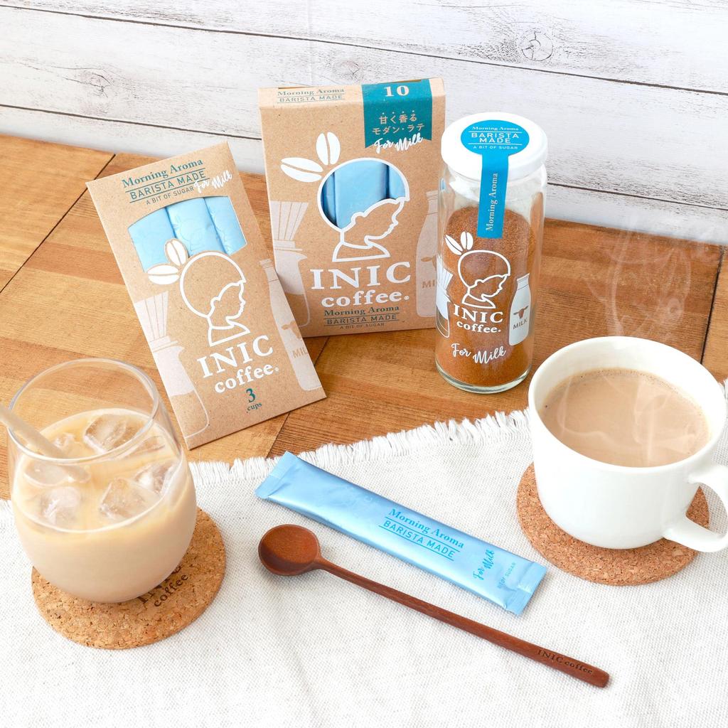 INIC Coffee Morning Aroma Barista-Made Sticks, 10 Sticks [Premium Caffe Latte] [Subtle Sweetness of Brown Sugar] [The Peak of Powdered Coffee] [Taste
