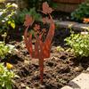 Ground Stake with Butterfly or Rabbit Design Garden Decorations Stake Rust-Resistant Iron Yard Artware for Lawn Patio