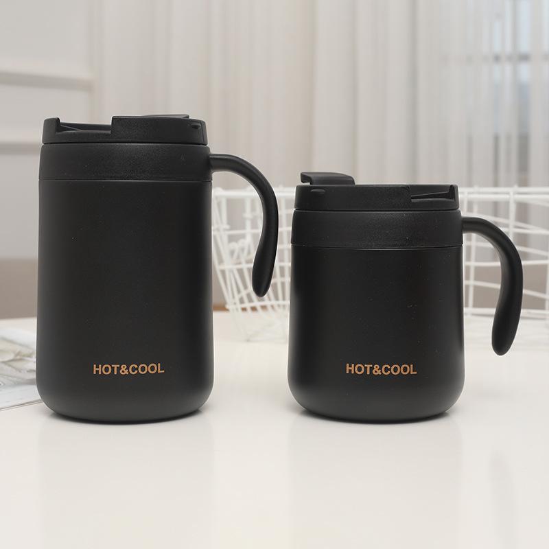 Stainless Steel Vacuum Tumbler 350/500ml, Double-Wall Insulated Mug with Handle for Coffee/Tea, Office Travel, Leak-Proof & Ergo