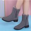 2025 new flat-bottomed snow boots women's cotton boots piled and thickened soft-soled medium boots winter Northeast large cotton shoes short boots