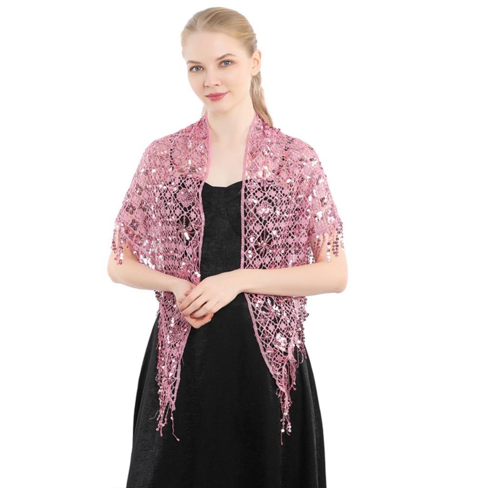 Capes Sequins Tassel Shawls Tassels Belly Dancing Scarf Practice Triangle Shawl  For Women