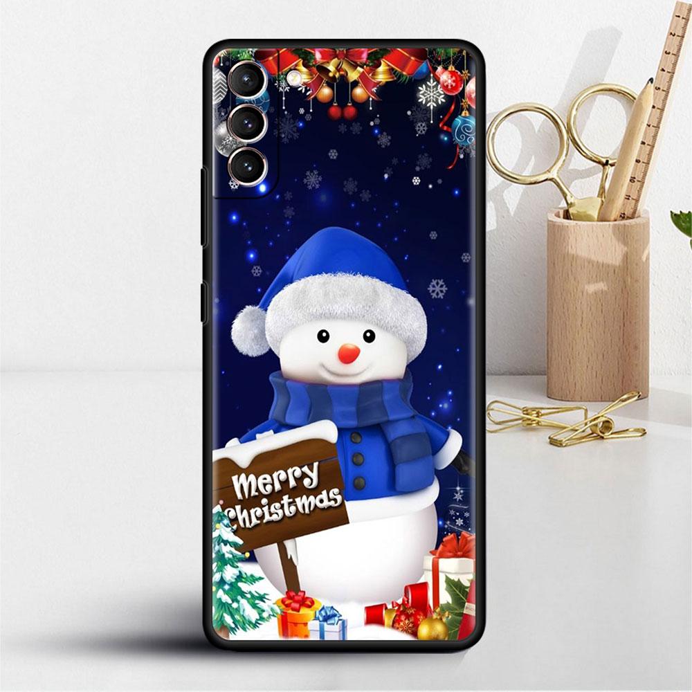 Cartoon Snowman Christmas Soft Case For Samsung Galaxy S22 S20 FE S21 S10 S9 Plus S8 Note 20 Ultra 10 Lite Phone Cover Shell