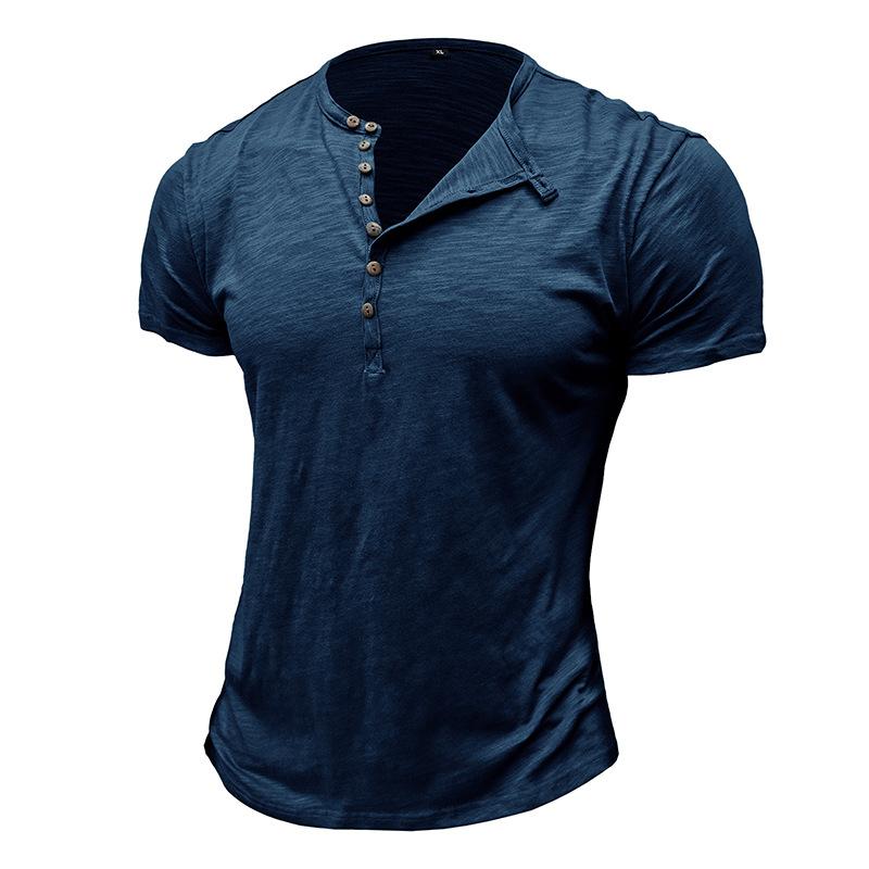 Men'S Sports Work Base Daily Wear T-Shirt Summer Men'S Solid Color Slim Fit Casual T-Shirt Short Sleeved Top