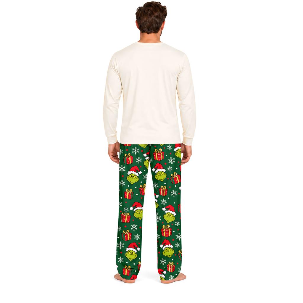 Family Matching Parent-Child Long Sleeve and Pants Pajama Set Loungewear for Home Wear