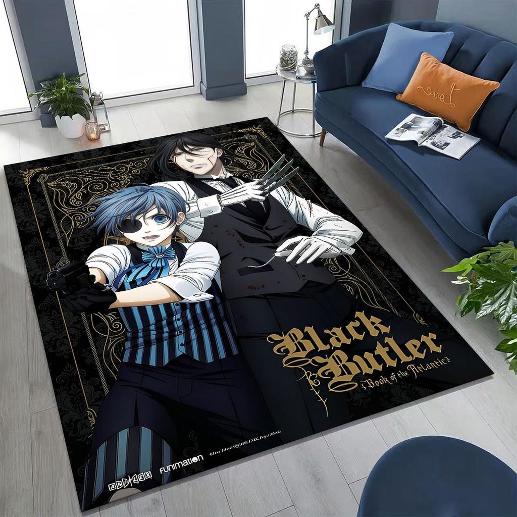 Anime Black Butler Sebastian Ciel Cartoon Cartoon Rug for Bedroom Living Room Sofa Home Doormat Decor,Kids Non-slip Floor Mat