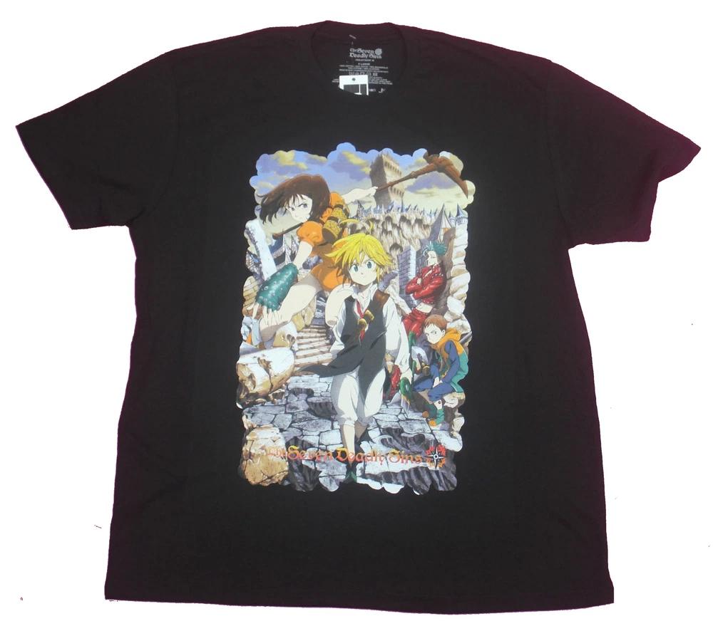 Seven Deadly Sins Adult New Tshirt Key Art Colorful Cast Pic
