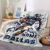Dynamic Dallas Football Player In Action Throw Blanket Customize Your Name Soft Warm Cozy Great For Sofa Couch Office Bed Picnics Four Seasons