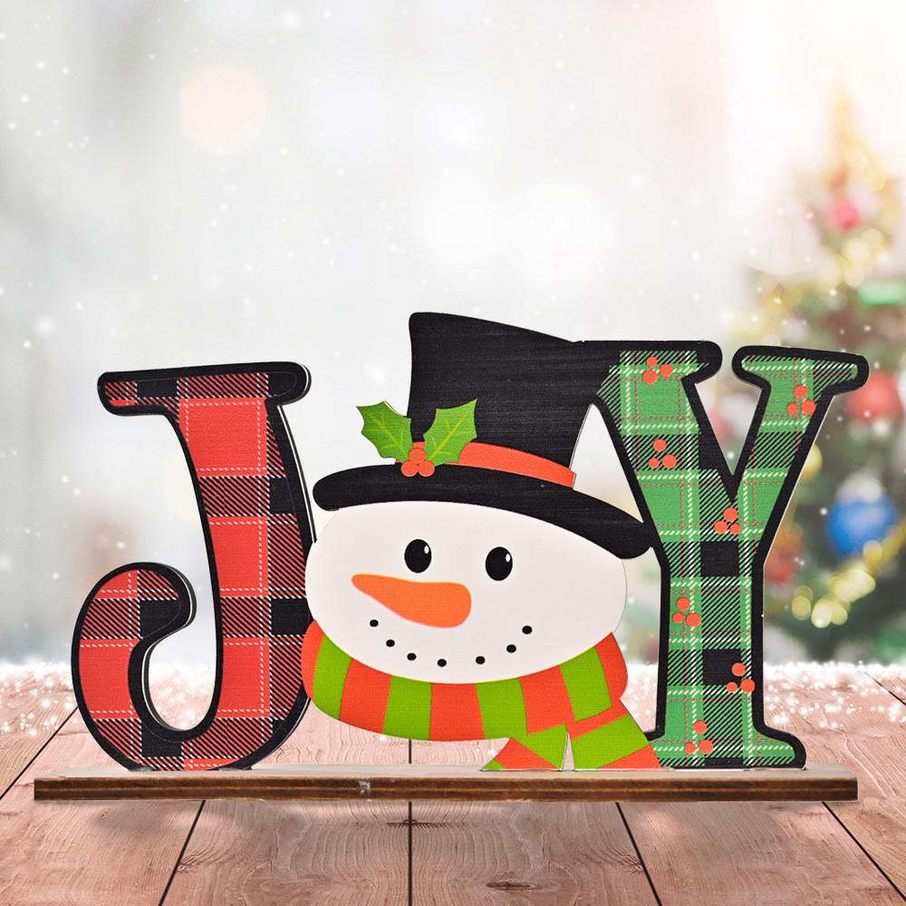 Whimsical Christmas Wooden Letter Figurines Colorful Printed Holiday Decor For Cheerful Tables