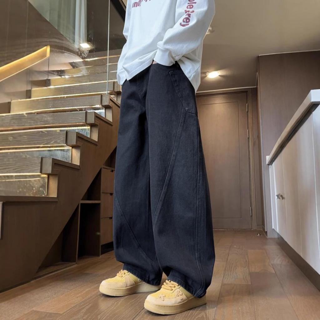 Scimitar Jeans Men's Retro Wide-Leg Distressed Cargo Pants for Fall/Winter