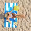 Turtles and striped background polyester microfiber beach towel is highly absorbent, suitable for swimming and beach outings