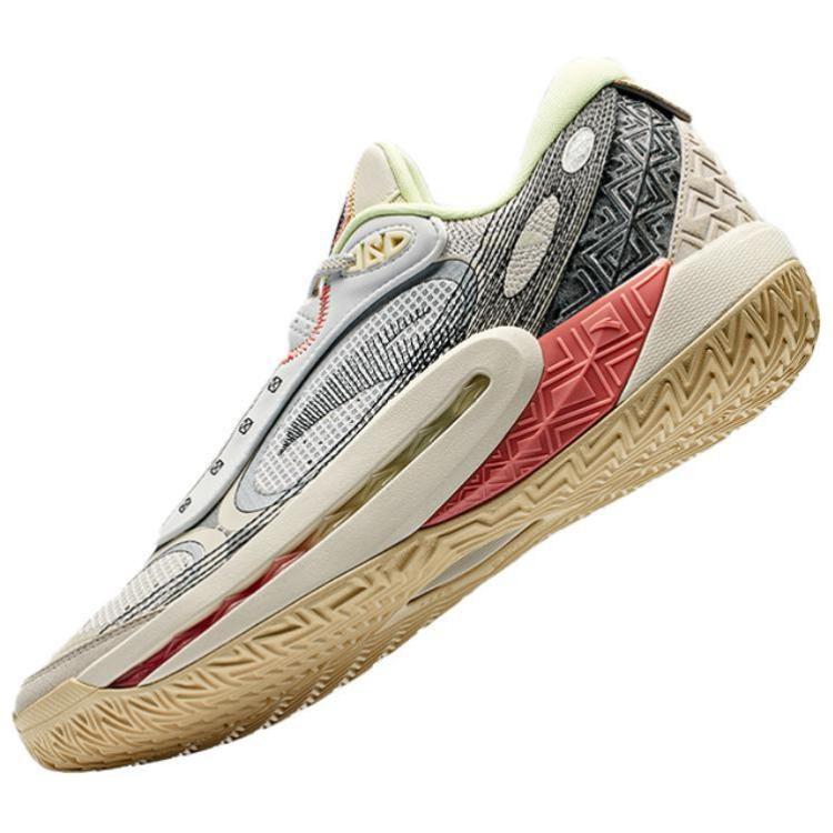 Anta Shock Wave 6 Low Top Basketball Shoes Men's Beige Gray 112441106Q-1