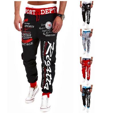 Men Letter Print Casual Sports Pants Male Elastic Waist Loose Pants