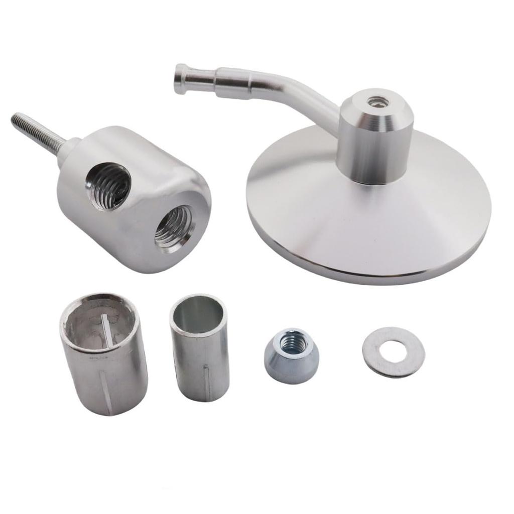 Universal Fit Motorcycle Rearview Mirror, Compatible with 0.9 inch (22 mm) Handles, Electroplated Silver, CNC Machining, Aluminum