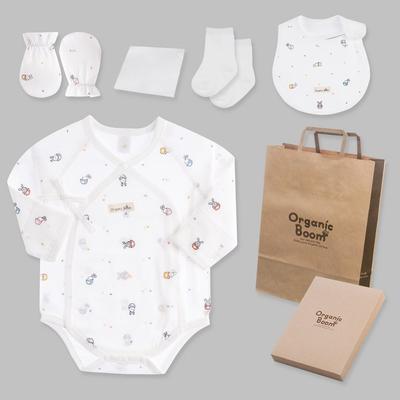 Bio Boom Baby's Sommer-Hasengürtel-Badeanzug + Handgelenkband + Taschentuch + Einkaufstasche + Box-Set, koreanische Babyprodukte