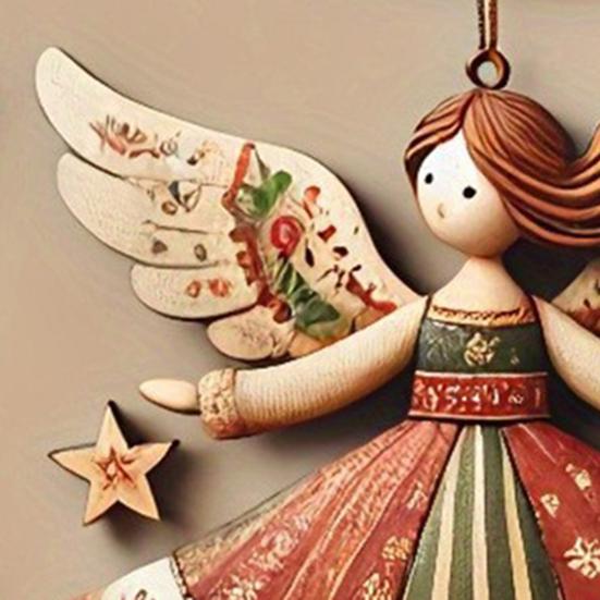 Christmas Wooden Angel Ornaments Rustic Angel Christmas Tree Ornament Retro Small Angel Hanging Decoration for Holiday Party Decor