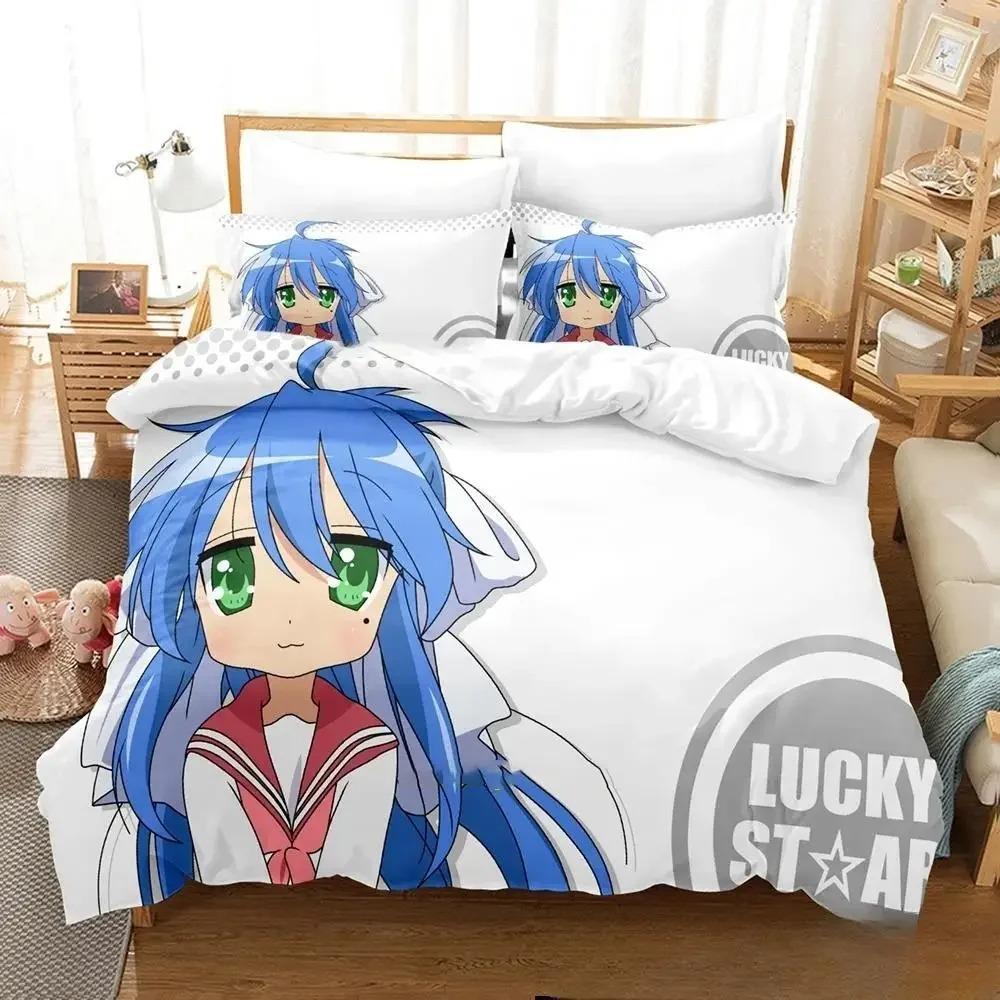 3D Anime Konata Izumi Lucky Star Bettwäsche-Set Bettbezug Bettset Steppdeckenbezug Kissenbezug Steppdecke King Queen Size Jungen Erwachsene