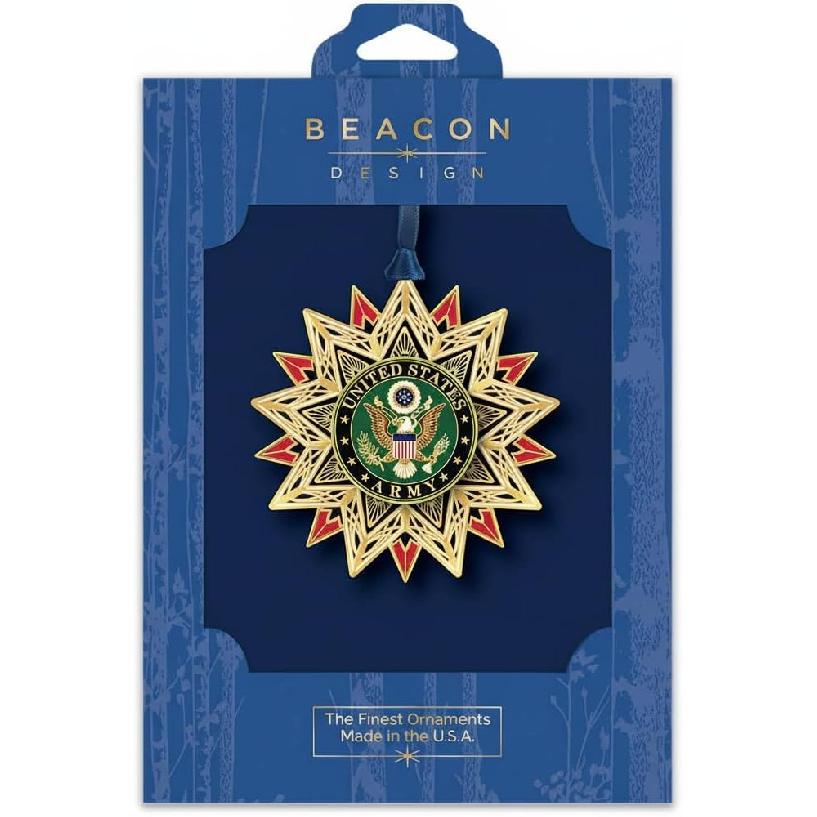 Beacon Design ChemArt 3" Vibrant Brass U.S. Army Star Decorative Hanging Ornament
