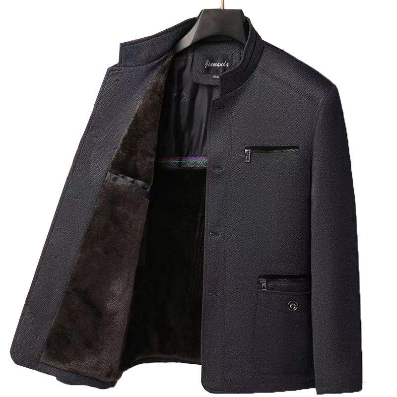 Men's Autumn/Winter Cotton-Padded Casual Jacket for Ages 50-70