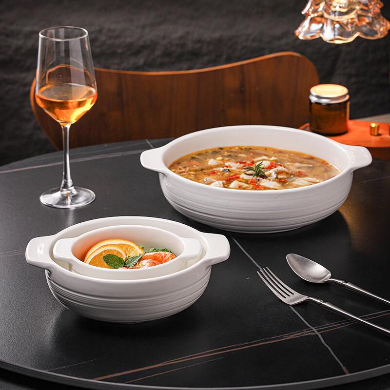 ZISIZ Ceramic Double-Handle Soup Noodle Bowl