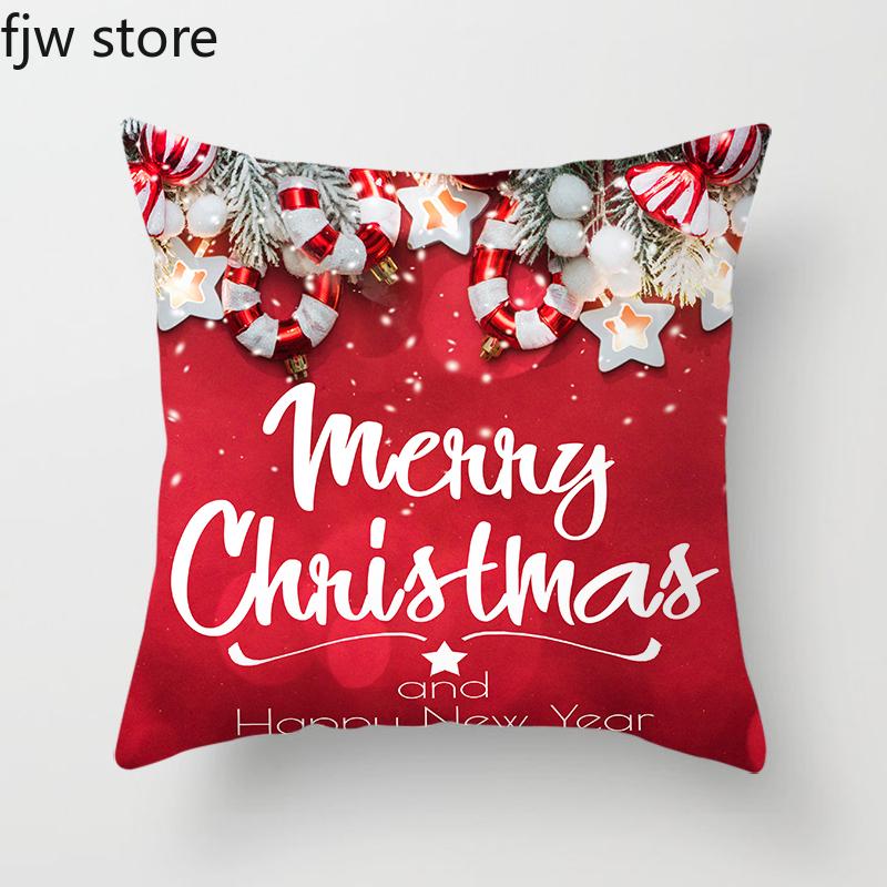 Merry Christmas and Happy New Year Decorative Pillow Cover Sofa  Ornament Office Chair Cushion  Home Decor