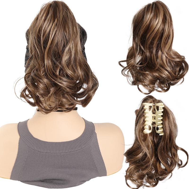 Clip per Capelli Sintetici Corti Ricci Folti Estensioni per Capelli Coda di Cavallino Piccolo Artiglio per Coda di Cavallo Capelli Finti su Clip Parrucca Ondulata per Donne