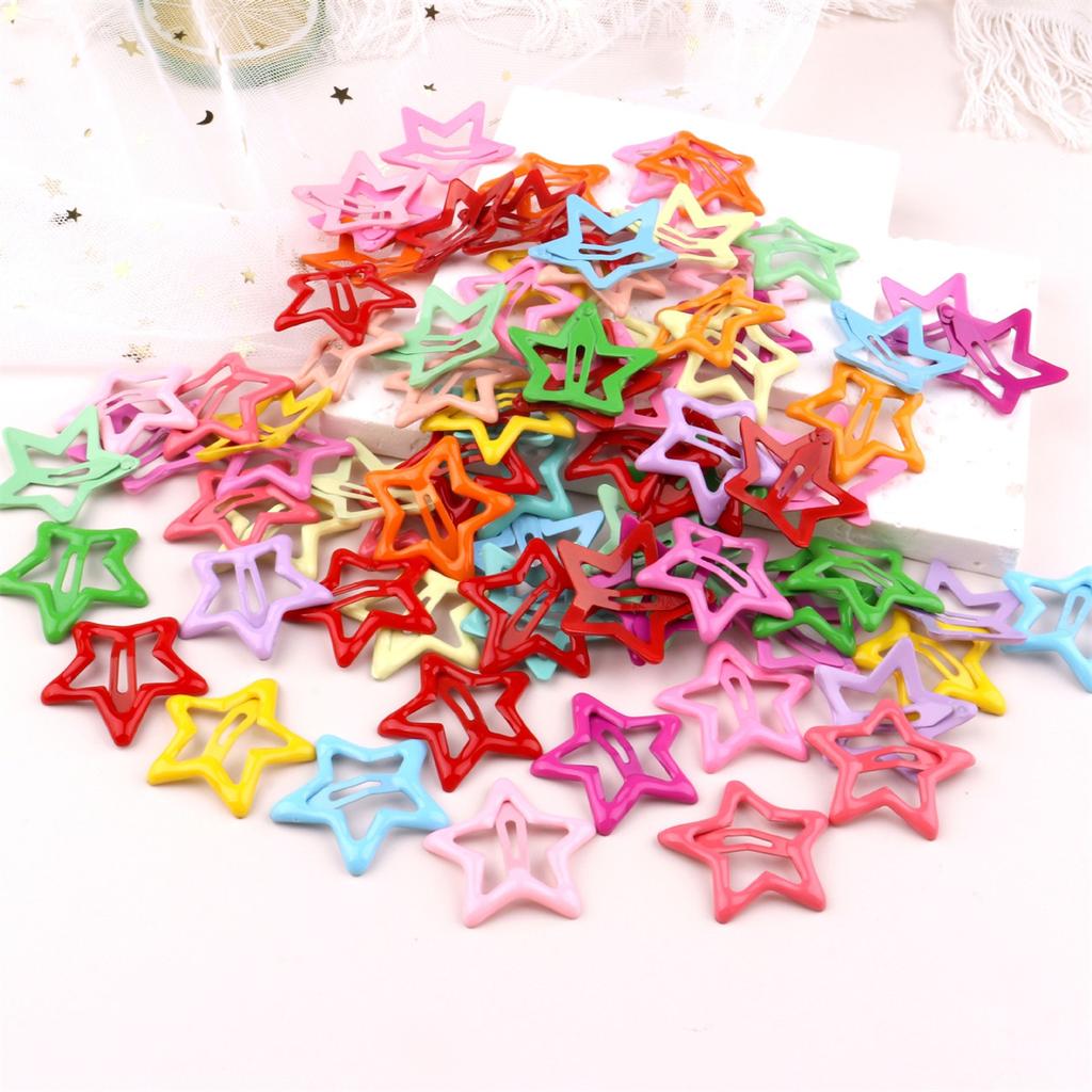 30pcs Toddler Girls Random Color Star Design Hair Clip Multi-color Girls Clips Kids Hair Accessories Styling Decoration