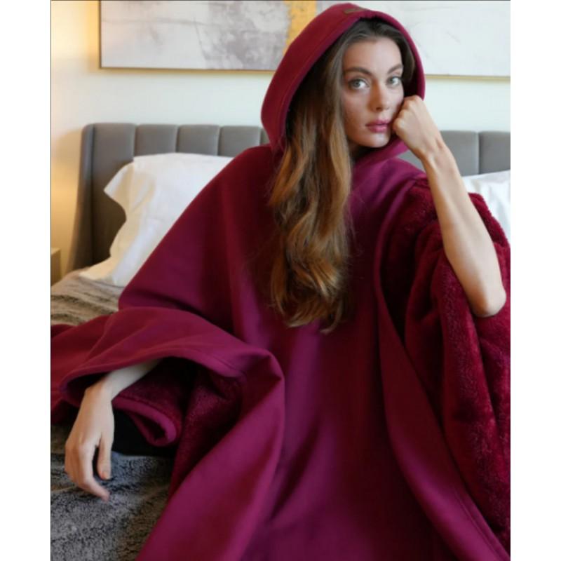 2025 Winter Unisex Punk Loose Hooded Wool Blend Cape Coat Streetwear