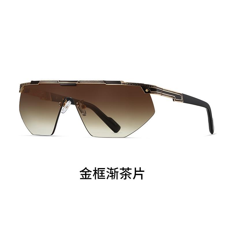 New one-piece metal fashion sunglasses, European and American style, cool and trendy, hip-hop inspired, lightweight, and perfect for street style