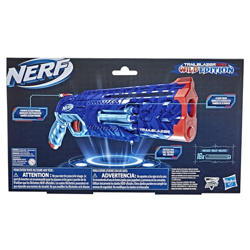 Nerf Elite 2.0 Trailblazer RD-8 Blaster with Wild Edition Color Design, 8-dart Rotating Drum, Hammer Action, 16 Nerf Elite Darts, and Tactical Rail.