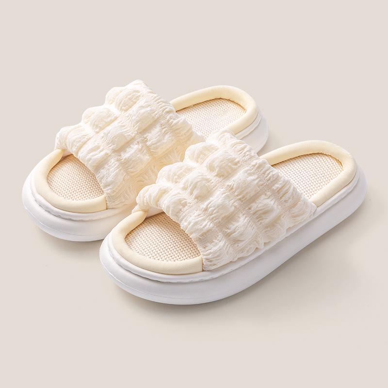 Xiaohongshu's Women's Indoor Linen Slippers: Soft, Silent, EVA Thick-Soled, Perfect for Spring and Autumn.