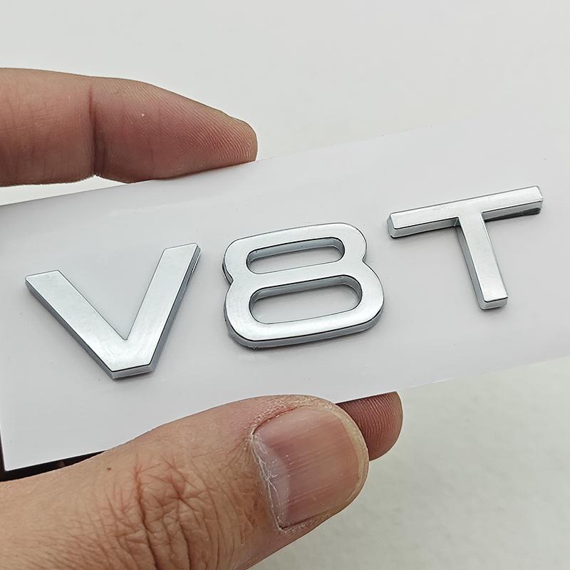 3D ABS Emblemat Boczny Błotnika Samochodowego V6T V8T Logo Tylna Klapa Bagażnika Do Audi S4 A4 B7 V6T Naklejka A6 SQ7 Q8 R8 S8 RS8 V8T Odznaka Akcesoria