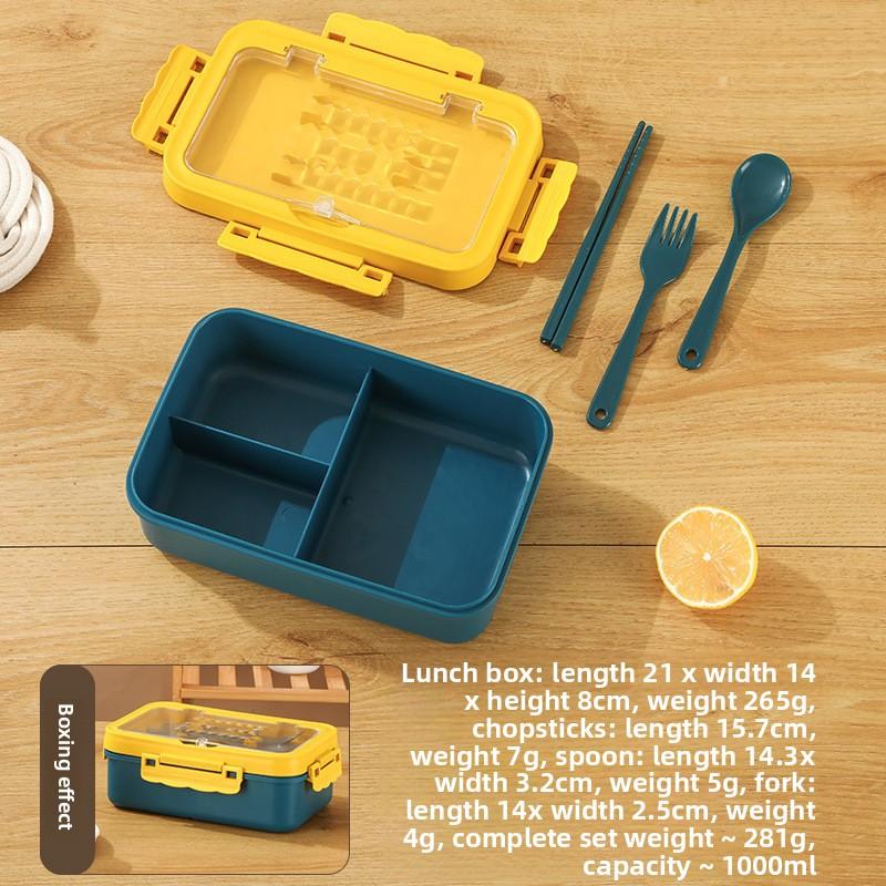 Wheat Compartment Lunch Box, Student and Office Worker Lunch Box, Portable Lunch Box, with Fork, Spoon and Chopsticks