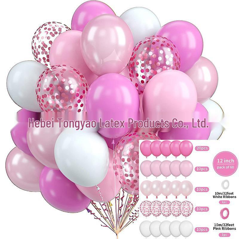 60-Piece 12" Vintage Color Glitter Balloon Set for Birthday Parties