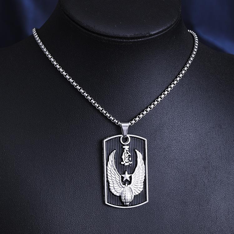 Hip-hop Domineering Trendy Brand Titanium Steel Military Brand Men's Trendy Jewelry Pendant Necklace