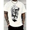 1pc & Lion of Judah & Jesus Christ Faith T-Shirt - Oversized White Cotton Church Wear, Lion & Cross Print Short Sleeve Tee, Spiritual Gift for