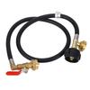 3FT Gas Refill Adapter Hose with Gauge and Valve 350PSI High Pressure QCC1 Connector 1lb To 20lb