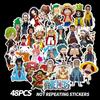 48pcs One Piece Anime Cartoon Stickers Collection For Laptops And Luggage Waterproof Pvc