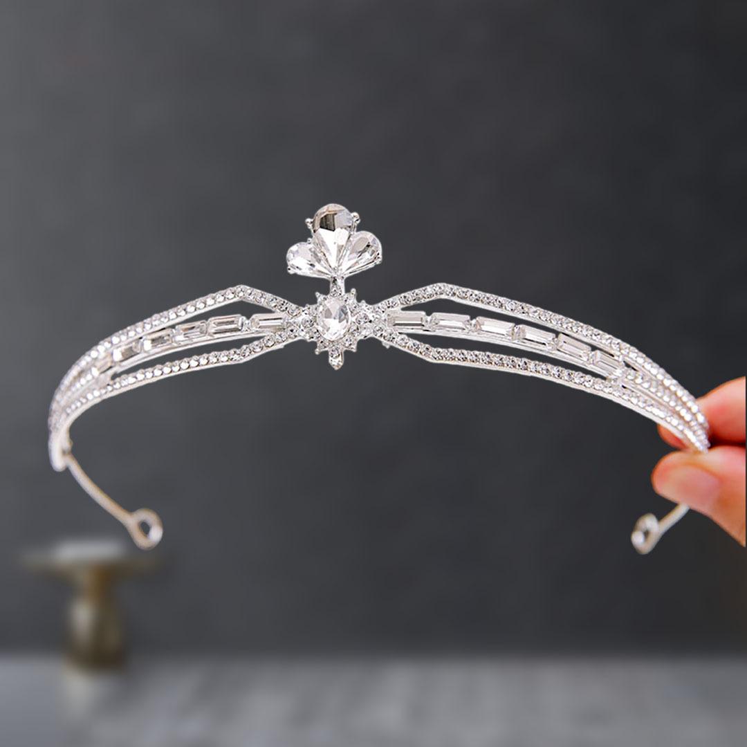 Couronne Tiara pour Enfants Couronne de Petite Princesse Serre-tête d'Anniversaire Filles Accessoires Cheveux en Cristal Cadeau d'Anniversaire gray