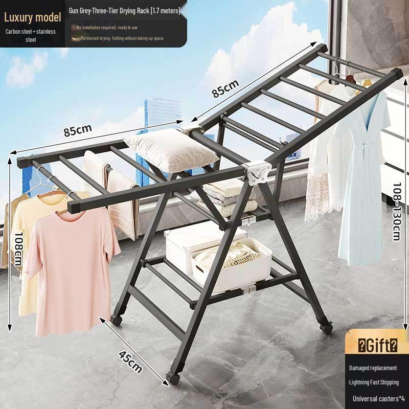 Wing-shaped Multi-purpose Folding Clothes Rack for Home, Bedroom, and Balcony