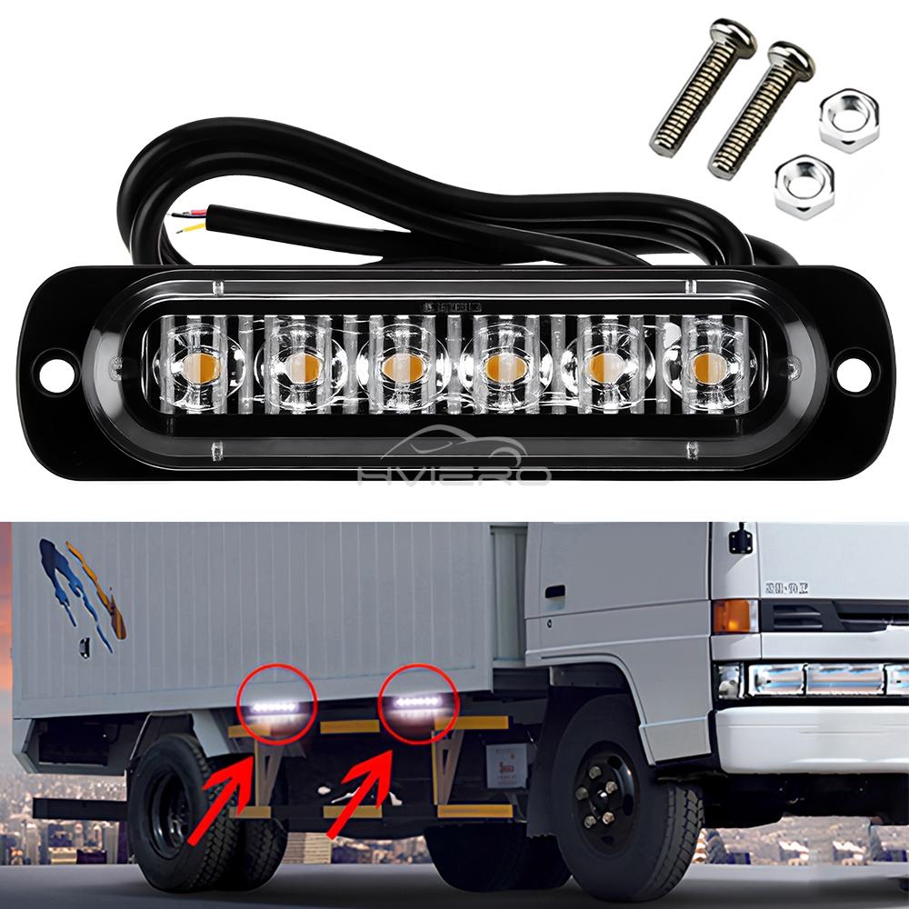 1X Truck 12V-24V LED Warning Strobe Grille Flashing Lamp Bar Side Car Beacon Red Yellow White Turn Signal Parking Drl Fog LightTurn Signal 2