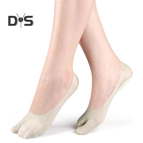 Breathable Toe Socks 2-Toe Invisible Liner Socks with Anti-Slip Silicone Ultra-Thin Moisture-Wicking Socks for Loafers Sneakers