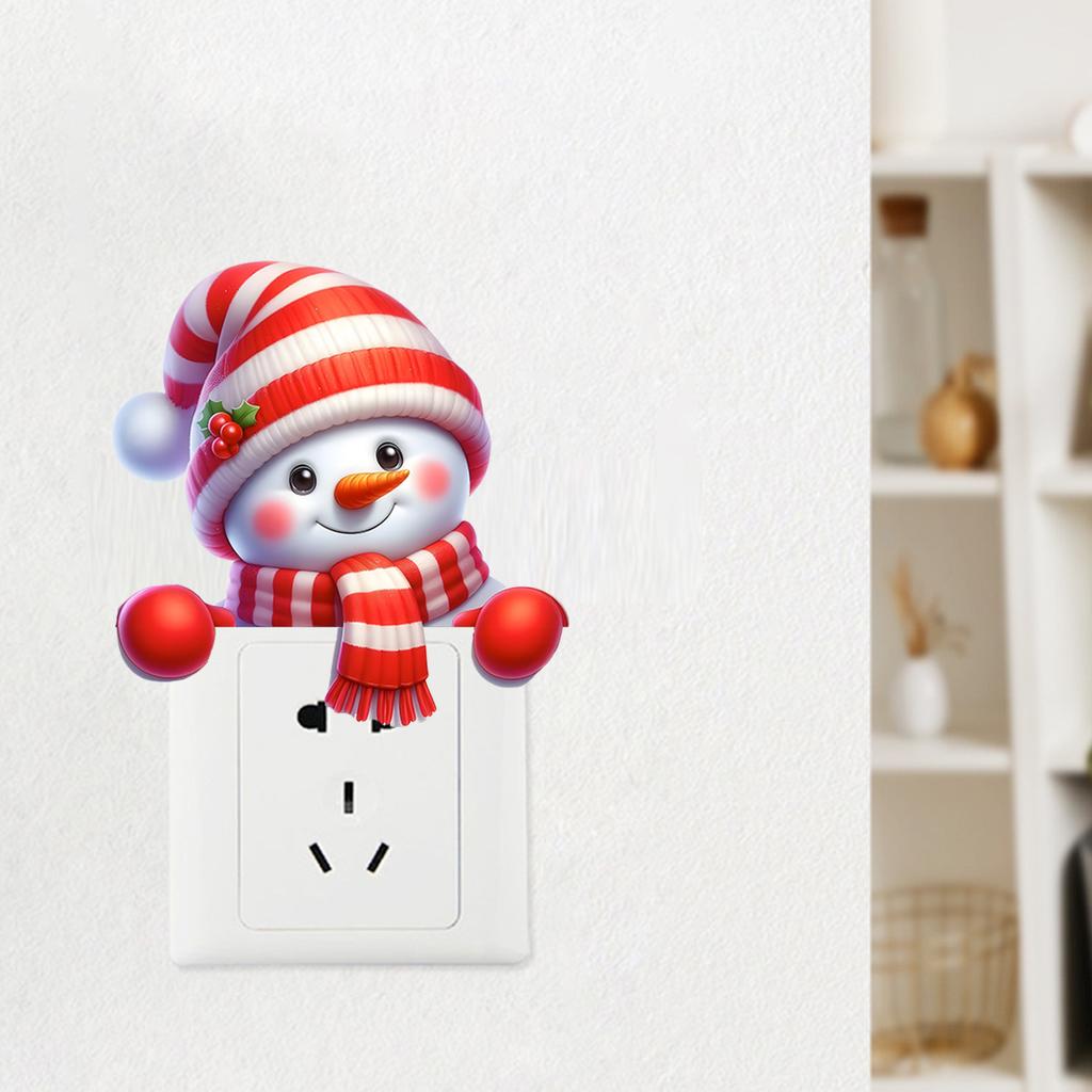 Christmas Snowman Self-adhesive Switch for Wall, for Bedroom, Living Room, Entrance Switch, Christmas Sticker
