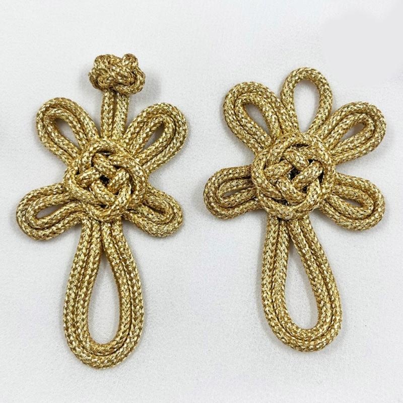 Chinese Traditional Button Sewing Pankou Buttons Sew On for Handcraft Cheongsam Embellishment Golden